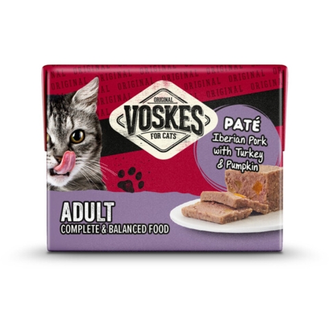 8x Voskes Original Paté Adult Iberisch Varken&Kalkoen&Pompoen 8 x 95 gr