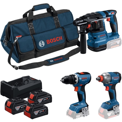 Bosch 3 Toolkit 18V 3-delige Accu Combiset (3x 5.0Ah + Lader) In Tas