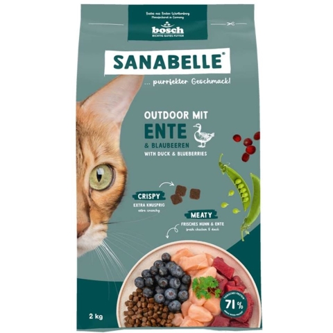 Sanabelle Outdoor met eend & bosbessen kattenvoer 2 kg