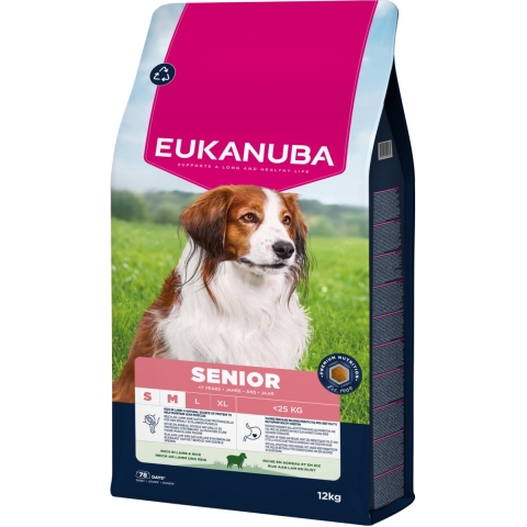 Eukanuba Senior Small Medium met lam en rijst hondenvoer 2 x 12 kg