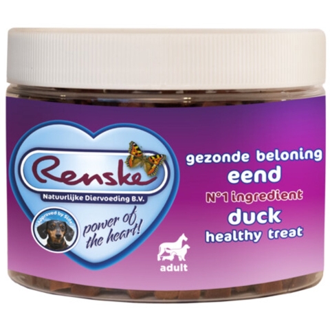 6x Renske Gezonde Beloning Mini Hartjes Hondensnack Eend 300 gr