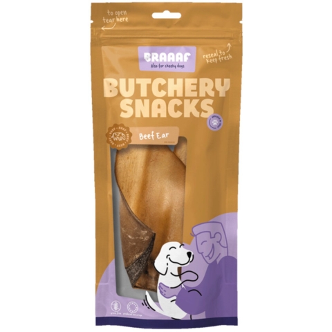 10x Braaaf Butchery Beef Ear Hondensnack 2 stuks