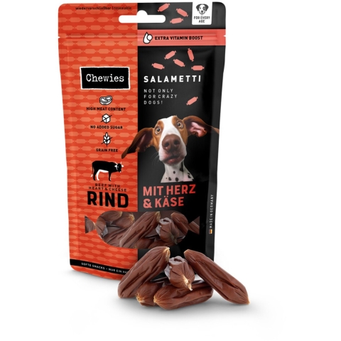 8x Chewies Salametti Hondensnack Rund&Hart&Kaas 200 gr