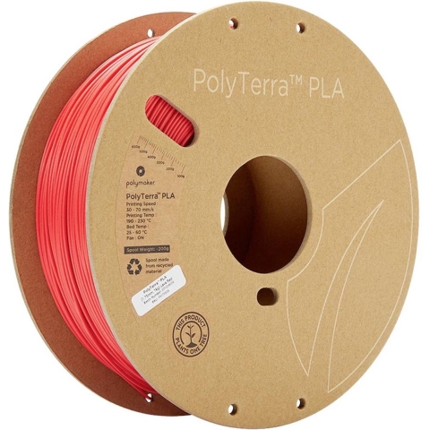 Polymaker 70826 PolyTerra PLA Filament PLA kunststof Gering kunststofgehalte, Wateroplosbaar 1.75 mm 1000 g Rood (mat) 1 stuk(s)