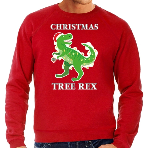 Christmas tree rex Kersttrui / outfit rood voor heren 2XL -