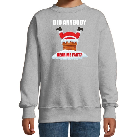 Fun Kerstsweater / outfit Did anybody hear my fart grijs voor kinderen 14-15 jaar (170/176) -
