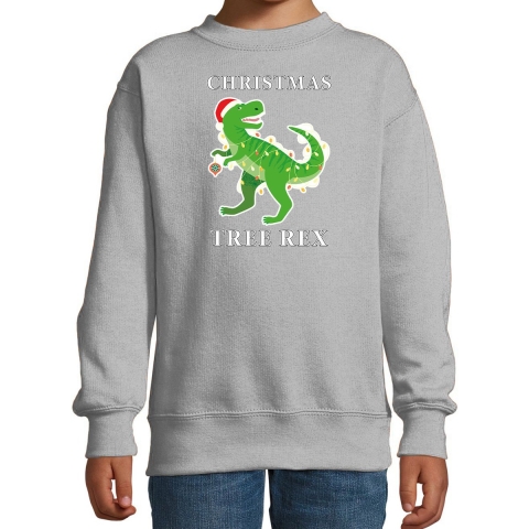 Christmas tree rex Kerstsweater / outfit grijs voor kinderen 12-13 jaar (152/164) -