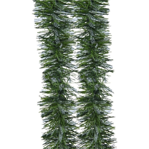 Lametta kerstslinger - 6x - groen/transparant - folie - 270 x 7,5 cm -