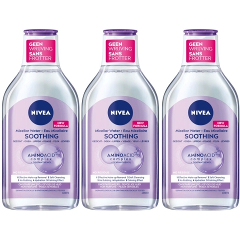 3x NIVEA 0% Residu Micellair Water Gevoelige Huid 400 ml