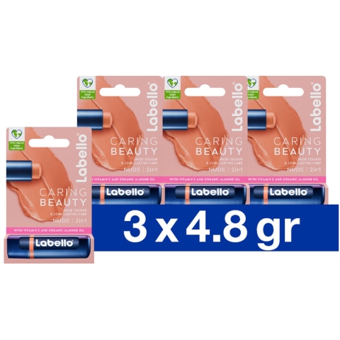 3x Labello Lippenbalsem Caring Beauty Nude
