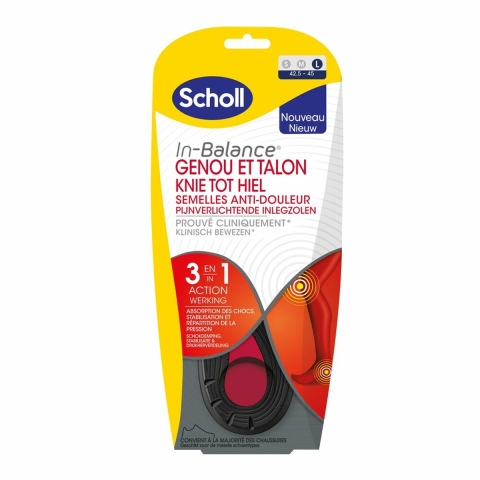 4x Scholl In Balance Inlegzolen Knie tot Hiel Large (Maat 42,5 - 45)