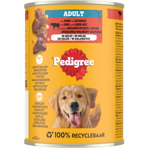 24x Pedigree Adult Hondenvoer Nat Blik Rund 400 gr
