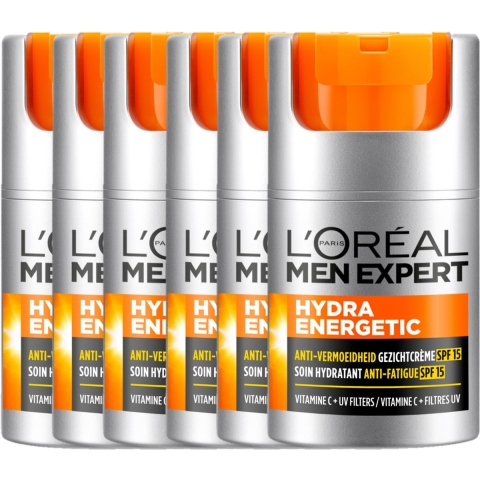 6x L'Oréal Men Expert Hydra Energetic SPF 15 Gezichtscrème 50 ml
