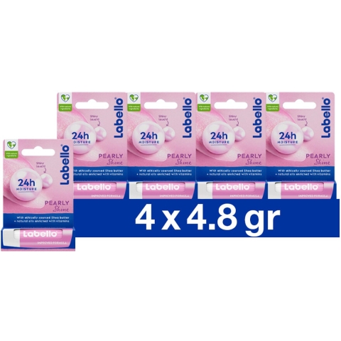 4x Labello Lippenbalsem Blister Pearly Shine