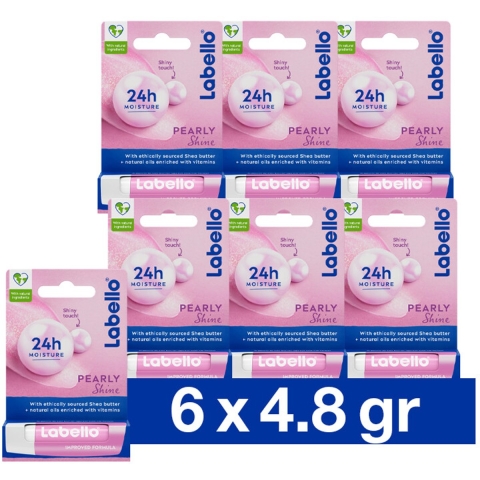 6x Labello Lippenbalsem Blister Pearly Shine