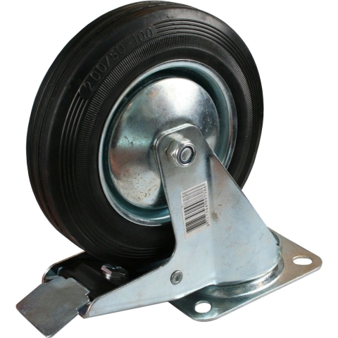 Benson Zwenkwieltje - 4x - met rem - rubber zwart - draagkracht 205 kg - zwenkwielen -