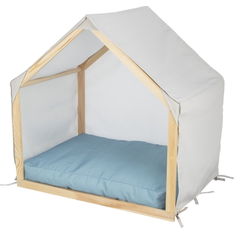 Trixie Tent Lias - Hondenmand - Houten frame - Zand/Blauw 88X61X89 cm