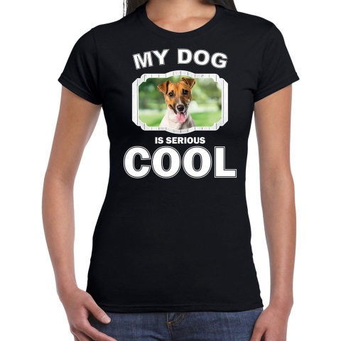 Jack russel terriers honden t-shirt my dog is serious cool zwart voor dames L -