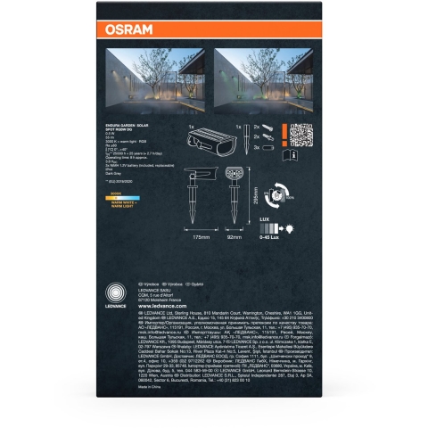 OSRAM HOMELIGHTING ENDURA Garden Solar Spot Wall + Spike RGB + W 4099854455636 LED-buitenlamp (wand)