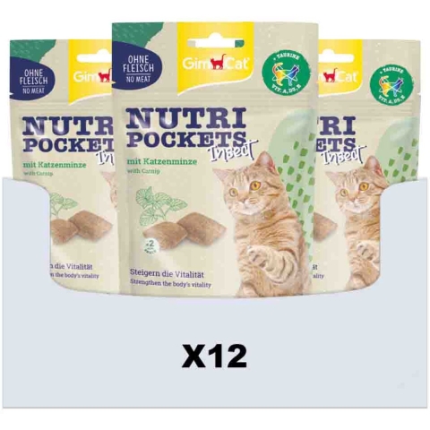 12x GimCat Nutri Pockets Insect&Catnip 60 gr