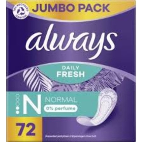 4x Always Daily Fresh Inlegkruisjes Normal 72 stuks