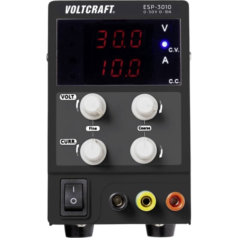 VOLTCRAFT ESP-3010 Labvoeding, regelbaar 0 - 30 V/DC 0 - 10 A 300 W Steekaansluiting 4 mm Smal model Aantal uitgangen: 1 x