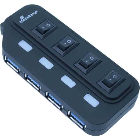 MediaRange MRCS505 USB 3.2 Gen 1-hub 4 poorten Zwart