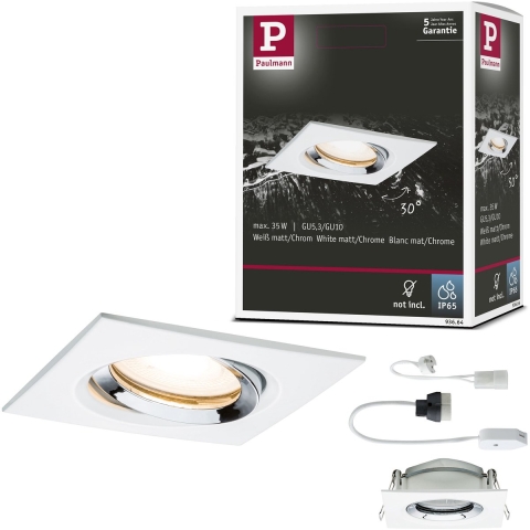 Paulmann Nova Inbouwlamp voor badkamer Halogeen GU10, GU5.3 35 W IP65 Wit (mat), Chroom