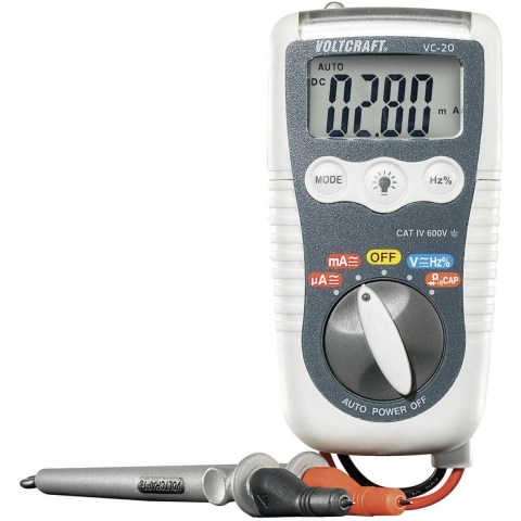 VOLTCRAFT VC-20 Multimeter Kalibratie (ISO) Digitaal Spatdicht (IP54) CAT III 1000 V, CAT IV 600 V Weergave (counts): 4000