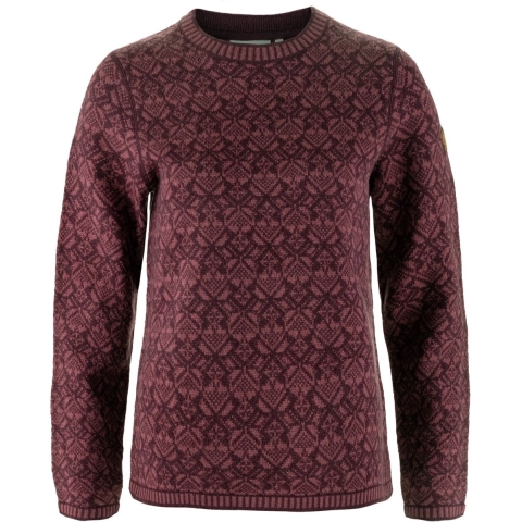 Fjällräven Dames trui Snow Round Neck Sweater W, port, Maat: L