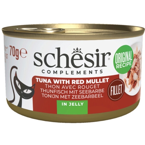 12x Schesir Complementary Kattenvoer Tonijn&Rode Mul in Gelei 70 gr
