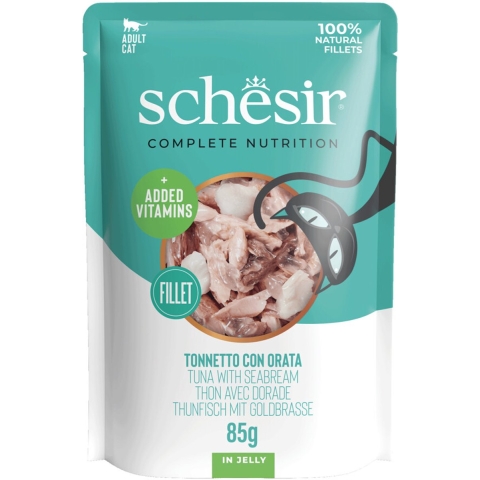12x Schesir Kattenvoer Tonijn - Zeebrasem in Gelei 85 gr