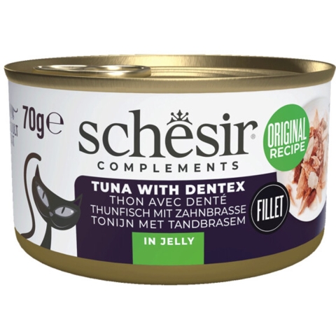 12x Schesir Complementary Kattenvoer Tonijn&Tandbrasem in Gelei 70 gr
