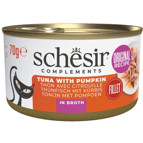 12x Schesir Kattenvoer Pompoen in Bouillon 70 gr