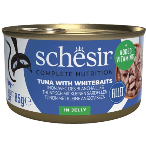 12x Schesir Kattenvoer Tonijn en Witvis in Gelei 85 gr