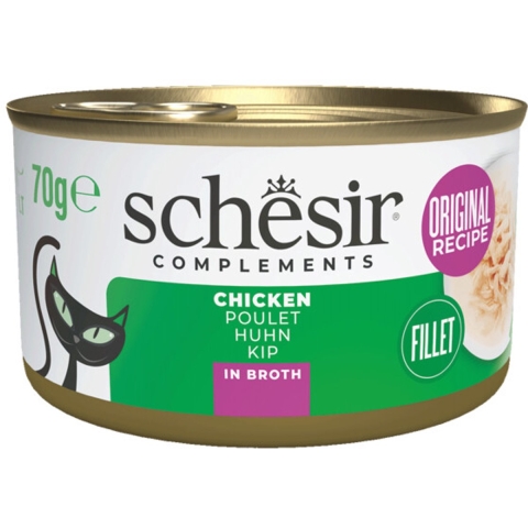 12x Schesir Kattenvoer Kipfilet in Bouillon 70 gr