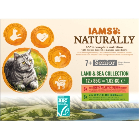 2x IAMS Naturally Senior Multipack Land&Sea 12 x 85 gr