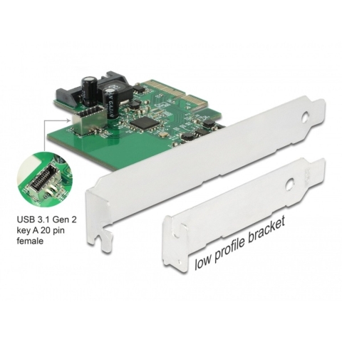Delock 89029 PCI Express x4-kaart naar 1 x interne USB 10 Gbps Type-E sleutel A 20-pins female