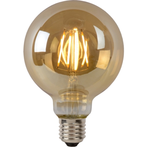 Lucide LED filament lamp - Ø 9,5 x 12,5 cm - E27 - 5W dimbaar - 2700K - amber