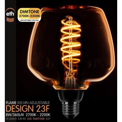 ETH LED Spiral Deco - E27 - dimtone - 8W - 2700K tot 2200K - goud