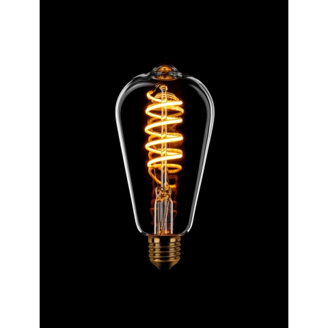 ETH Edison Spiral LED Filament ST64 - E27 -  dimbaar - 7,5W - 2200K  - transparant