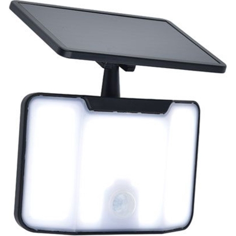 Lutec Kombo - verstraler met sensor op zonne-energie - 16 x 10,2 x 8,9 cm - 6W LED incl. - IP44 - zwart
