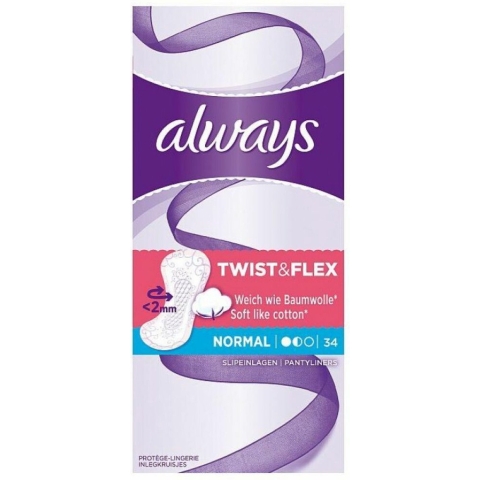 8x Always Inlegkruisjes Twist&Flex Normal 34 stuks