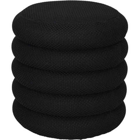 Poef/krukje Freya - stof - zwart - met opbergruimte - D37 x H44 cm - bijzet stoeltjes -