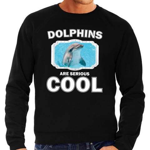 Dieren dolfijn sweater zwart heren - dolphins are cool trui S -