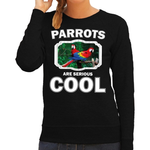 Dieren papegaai sweater zwart dames - parrots are cool trui XS -