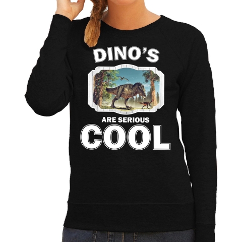 Dieren t-rex dinosaurus sweater zwart dames - dinosaurs are cool trui XL -