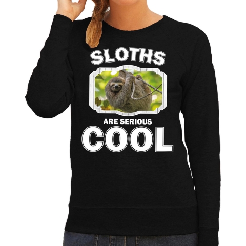 Dieren luiaard sweater zwart dames - sloths are cool trui L -