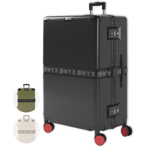 ONYX Check-in koffer 100L - TSA slot - Spinner wielen - Lichtgewicht Trolley - Aluminium sluiting - Zwart