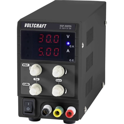 VOLTCRAFT ESP-3005S Labvoeding, regelbaar 0 - 30 V 0 - 5 A 150 W Steekaansluiting 4 mm Smal model Aantal uitgangen: 1 x